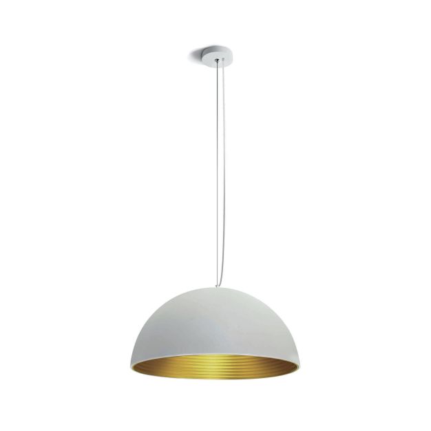 ONE Light Bowl Shade Pendant - lampe suspendue - Ø 50 x 185 cm - blanc et laiton