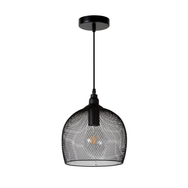 Lucide Mesh medium - lampe suspendue - Ø 22 x 150 cm - noir