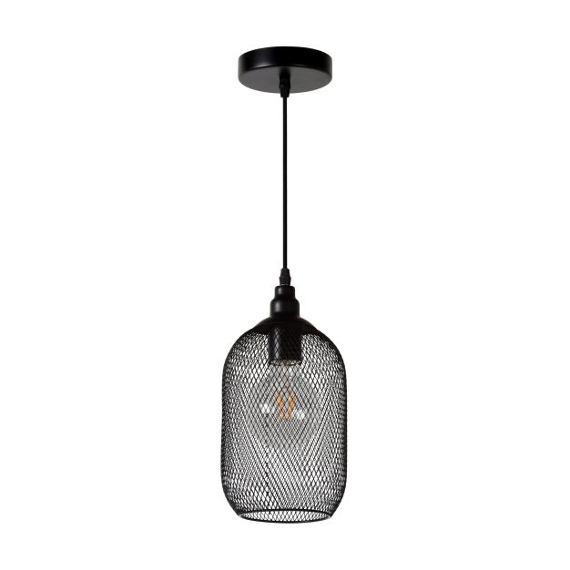 Lucide Mesh - lampe suspendue - Ø 15 x 159 cm - noir