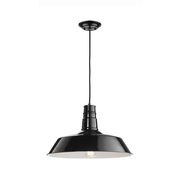 Nova Luce Osteria - lampe suspendue - Ø 46 x 115 cm - noir et blanc