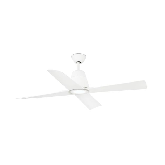 Faro Typhoon - ventilateur de plafond avec lumière et télécommande - ventilateur intelligent - Ø 130 cm - 16W LED incl. - IP44 - blanc