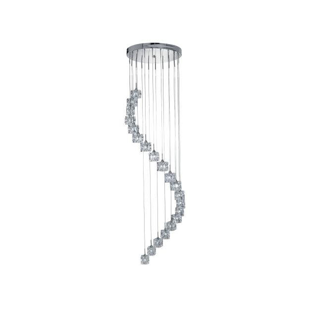 Searchlight Ice Cube - lampe suspendue - Ø 45 x 300 cm - chrome