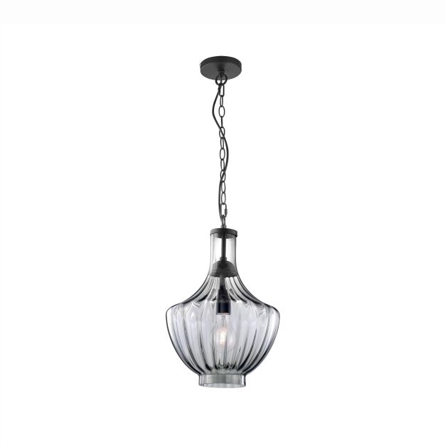 Nova Luce Zucca - lampe suspendue - Ø 31 x 260 cm - bleu-gris