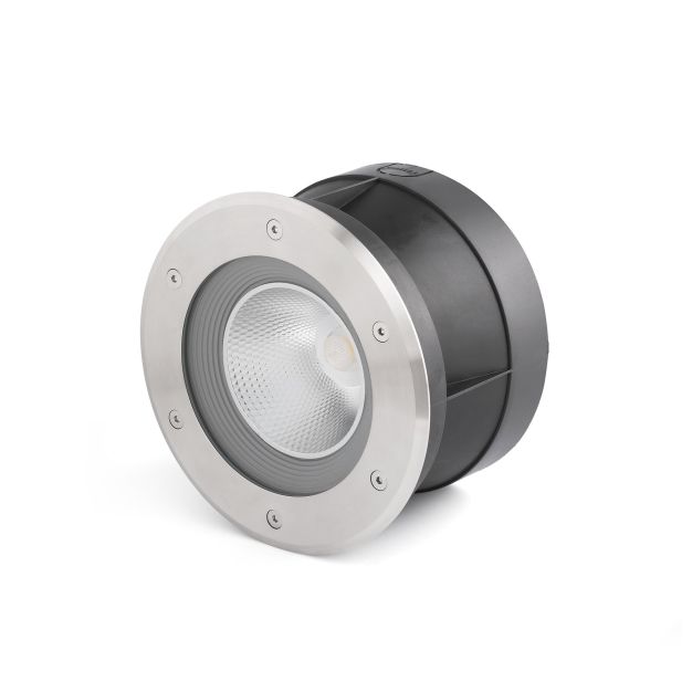 Faro Suria-24 - spot rond pour l'extérieur - Ø 220 mm, Ø 209 mm à encastrer - 24W LED incl. - IP67 - acier inoxydable satiné - 60 degrés