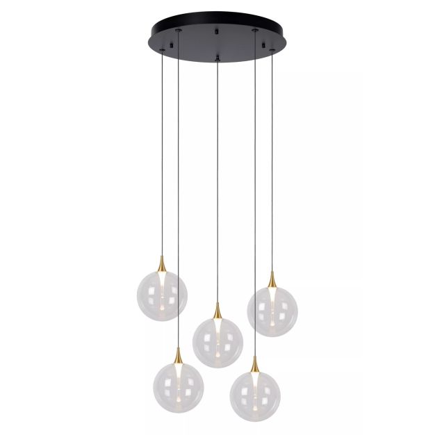 Lucide Gisela - lampe suspendue - Ø 48 x 150 cm - 5 x 3,8W LED dimmable incl. - transparent