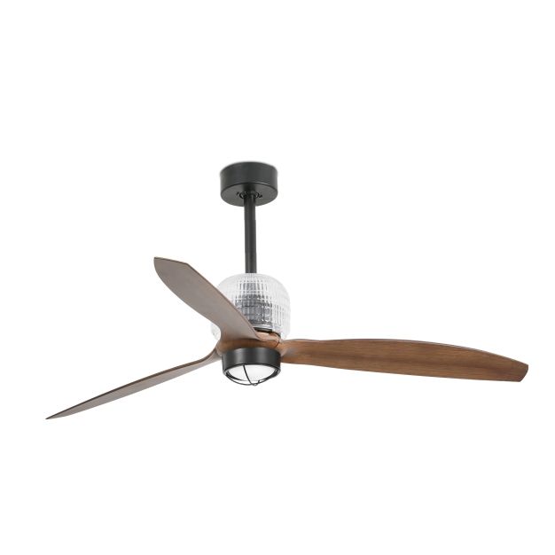 Faro ventilateur deco - ventilateur de plafond avec lumière et télécommande - ventilateur intelligent - Ø 128 cm - 17W LED incl. - brun foncé et noir