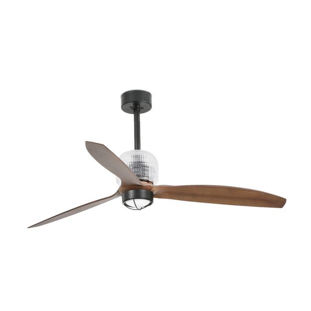 Faro ventilateur deco - ventilateur de plafond avec lumière et télécommande - Ø 128 cm - 17W LED incl. - brun foncé et noir