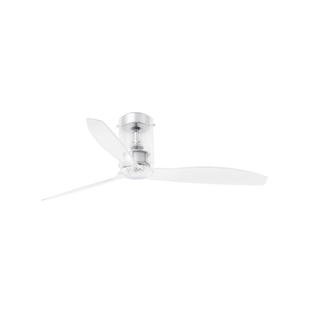 Faro Mini Tube - ventilateur de plafond avec télécommande - ventilateur intelligent - Ø 128 cm - chrome et transparent