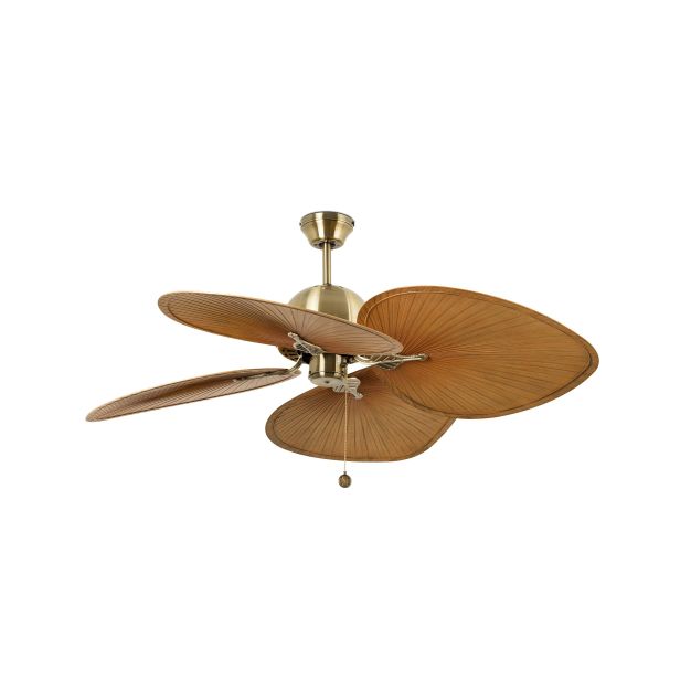 Faro Cuba - ventilateur de plafond avec interrupteur à tirette - Ø 132 cm - laiton antique et marron