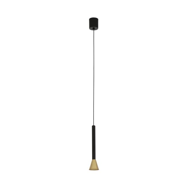 Nova Luce Navan - lampe suspendue - Ø 6 x 150 cm - 6W LED incl - noir et laiton