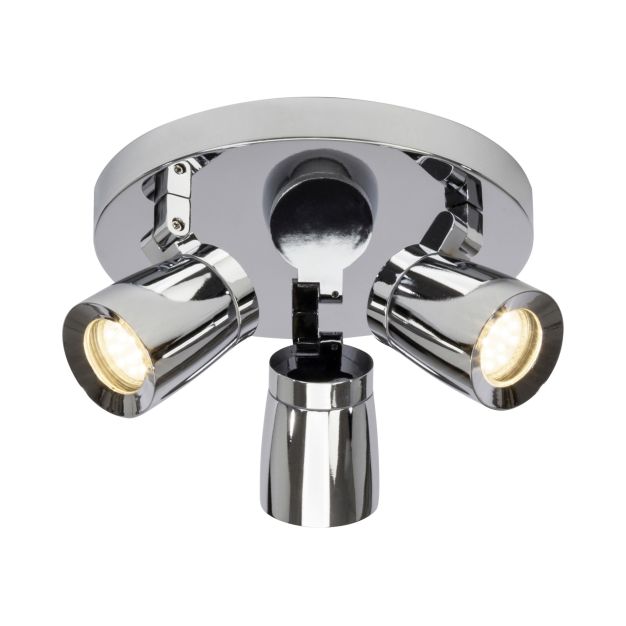 Brilliant Kimber - spot en saillie - Ø 34 x 12 cm - 3 x 2,5W LED incl. - IP44 - chrome