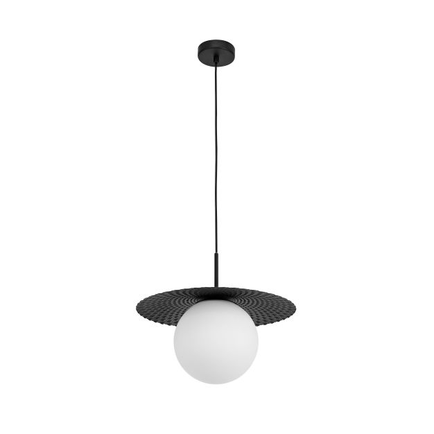 Nova Luce Obbit - lampe suspendue - Ø 38 x 120 cm - noir mat et opale