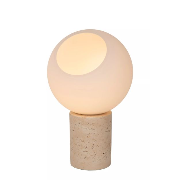 Lucide Davin - lampe à poser - Ø 15 x 25,6 cm - opale et taupe