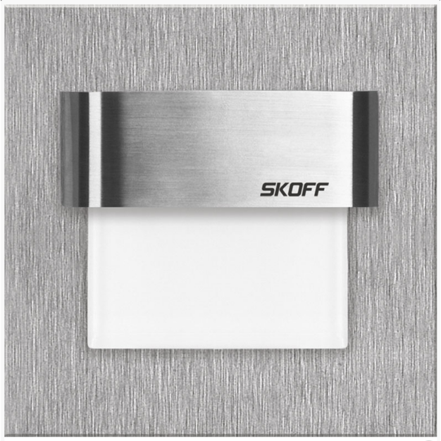 Skoff Tango LED - applique encastrée - 73 x 73 mm, s'intègre dans une boîte d'encastrement de 60 mm - acier inoxydable - 230V - 4000K