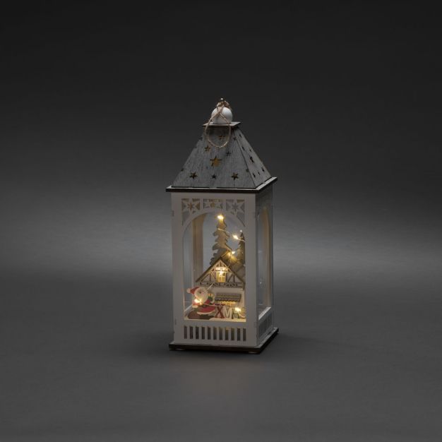 Konstsmide Lumières de Noël - lanterne en bois alimentée par piles - 11 x 11 x 29 cm - marron