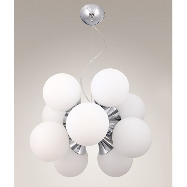 Maxlight Ball - lampe suspendue - Ø 41 x 120 cm - blanc et chrome