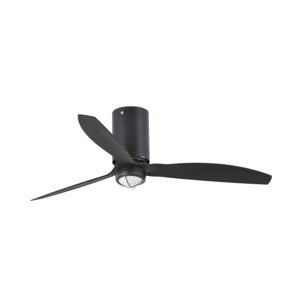 Faro Mini Tube - ventilateur de plafond avec lumière et télécommande - Ø 128 cm - 17W LED incl. - noir mat