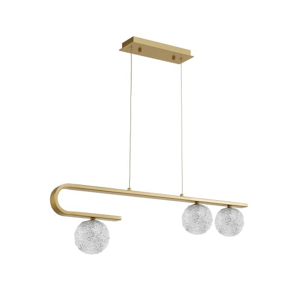 Nova Luce Mirano - lampe suspendue - 80 x 10 x 180 cm - laiton doré et transparent