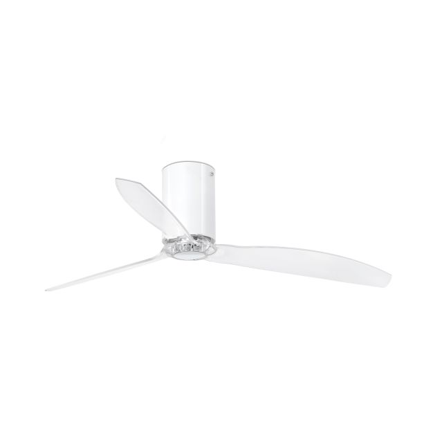 Faro Mini Tube - ventilateur de plafond avec télécommande - Ø 128 cm - blanc et transparent