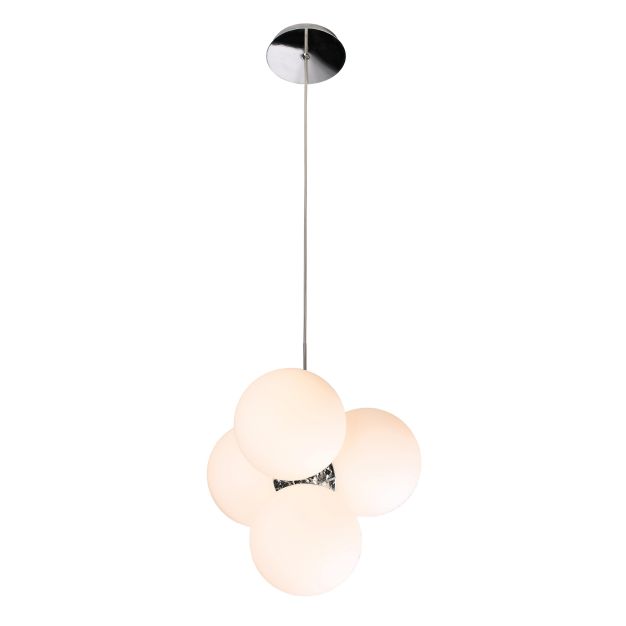 Maxlight Ball - lampe suspendue - Ø 32 x 140 cm - blanc et chrome