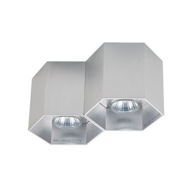 Zuma Line Polygon CL - spot en saillie 2L - 22 x 12 x 10 cm - argent