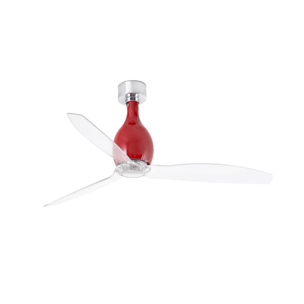 Faro Mini Eterfan - ventilateur de plafond avec télécommande - Ø 128 cm - rouge et transparent