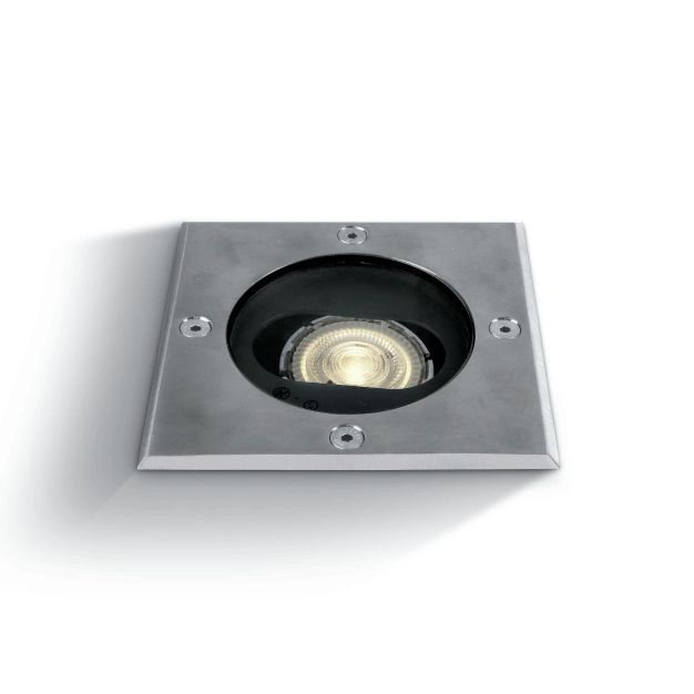 ONE Light GU10 Inground Adjustable Range - projecteur de sol extérieur - 120 x 120 mm, Ø 115 mm encastré - IP67 - acier inoxydable