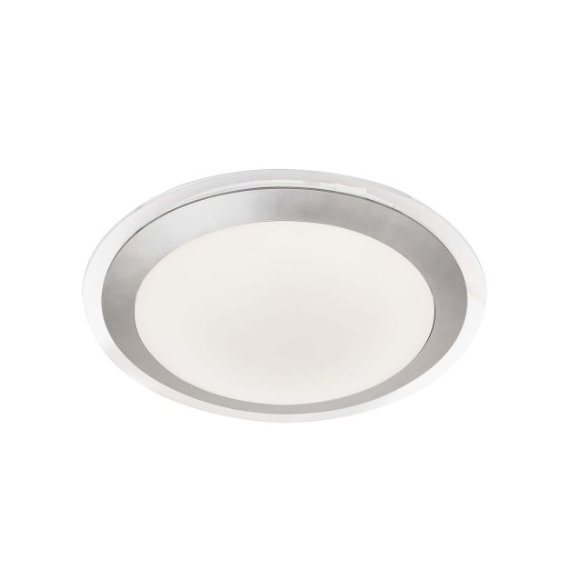 Searchlight Bathroom Flush - plafonnier de salle de bains - Ø 33 x 7 cm - 12W LED dimmable incl - IP44 - argenté