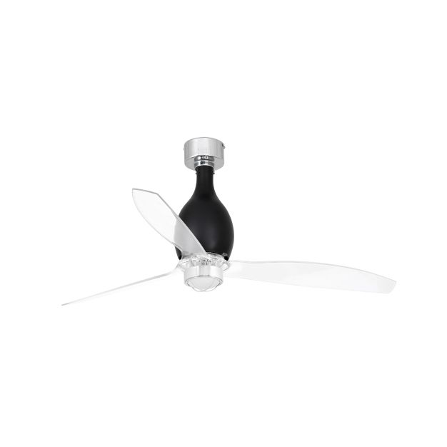 Faro Mini Eterfan - ventilateur de plafond avec lumière et télécommande - Ø 128 cm - 17W LED incl. - noir et transparent