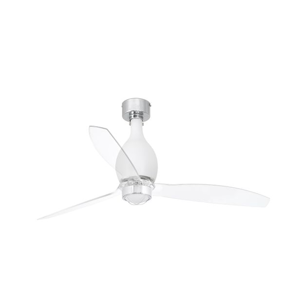 Faro Mini Eterfan - ventilateur de plafond avec lumière et télécommande - Ø 128 cm - 17W LED incl. - blanc mat et transparent