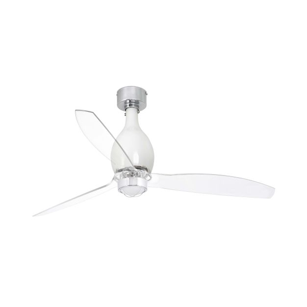 Faro Mini Eterfan - ventilateur de plafond avec lumière et télécommande - ventilateur intelligent - Ø 128 cm - 17W LED incl. - blanc et transparent