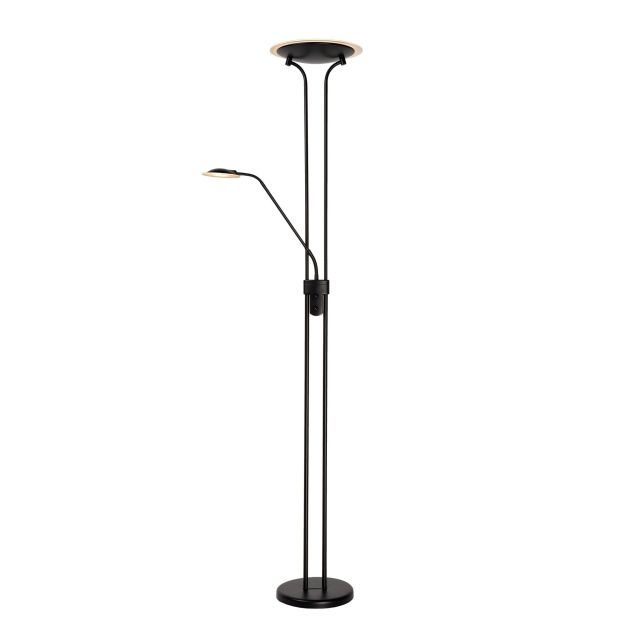 Lucide Champion - lampadaire - Ø 25,4 x 180 cm - 20W + 4W LED dimmable incl. - noir