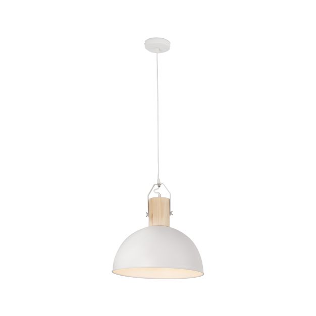 Faro Margot - lampe suspendue - Ø 41,5 x 20 cm - blanc mat et brun clair