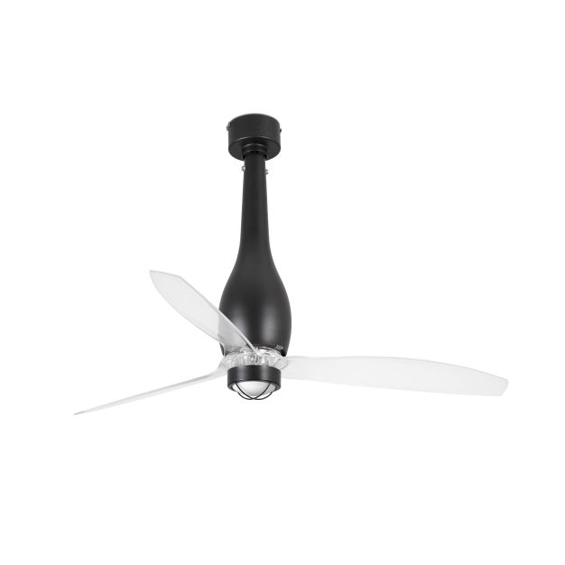 Faro Eterfan - ventilateur de plafond avec lumière et télécommande - Ø 128 cm - 17W LED incl. - noir mat et transparent