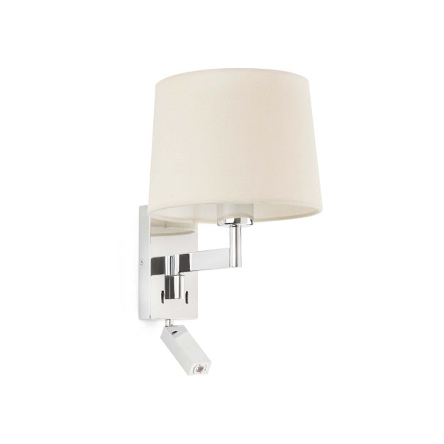 Faro Artis - applique murale avec interrupteur - 21,5 x 19 x 16 cm - 1W LED incl. - beige et chrome