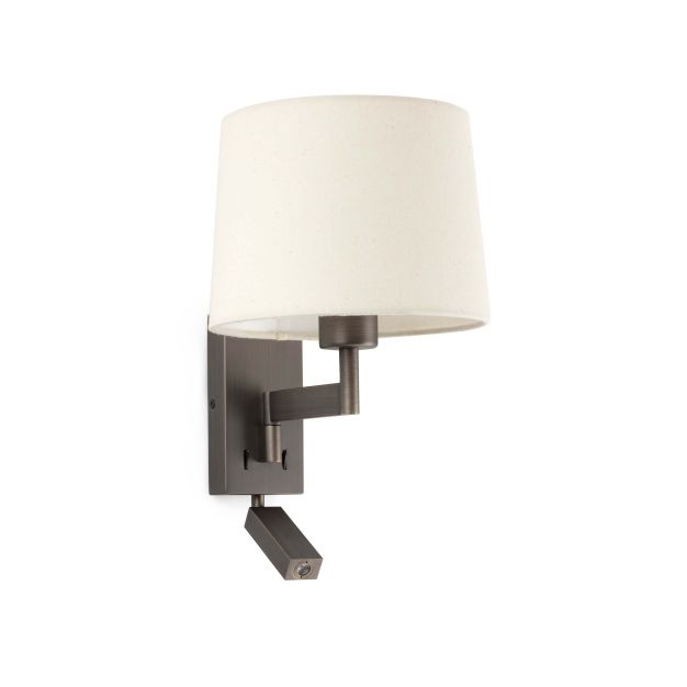 Faro Artis - applique murale avec interrupteur - 21,5 x 19 x 16 cm - 1W LED incl. - beige et bronze