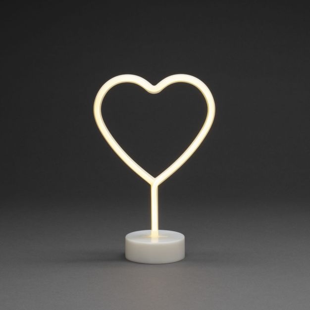 Konstsmide lumières de Noël - coeur néon alimenté par piles - 20 x 10 x 30.5 cm - blanc