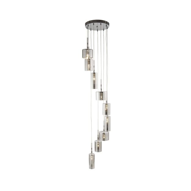 Searchlight Linen - lampe suspendue - Ø 40 x 185 cm - 9 x 7W halogène incl. - chrome