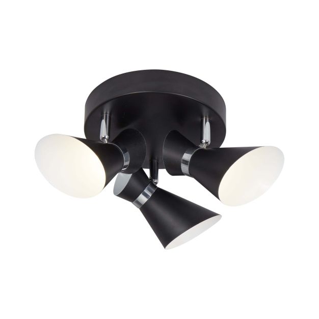 Searchlight Diablo - spot en saillie 3L - Ø 36 x 19 cm - 3 x 4W LED incl. - noir mat