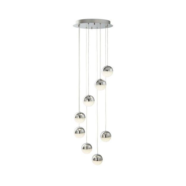 Searchlight Marbles - lampe suspendue - Ø 35 x 155 cm - 8 x 5W LED dimmable incl. - chrome