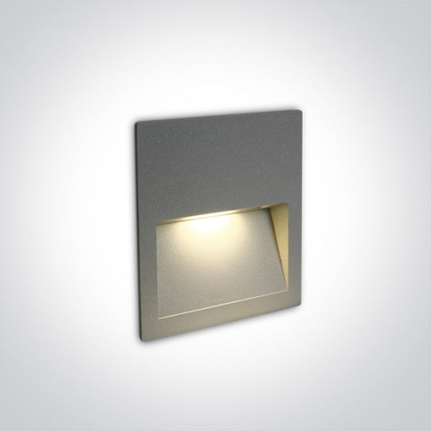 ONE Light Outdoor Dark Light Wall Recessed - applique murale encastrée - 11,5 x 11,5 x 3,5 cm - 4W LED incl. - IP65 - gris