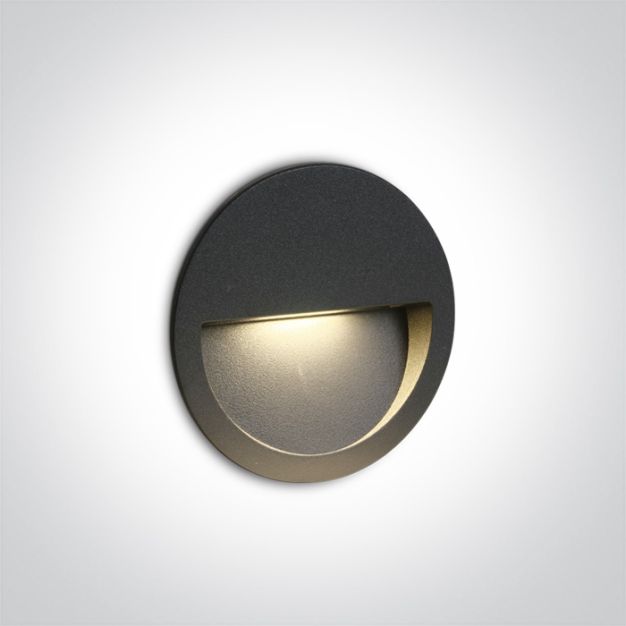 ONE Light Outdoor Dark Light Wall Recessed - applique murale encastrée - Ø 11,4 x 3,5 cm - 3W LED incl. - IP65 - anthracite