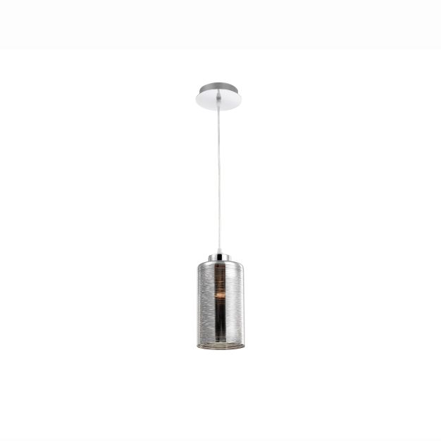 Nova Luce Blake - lampe suspendue - Ø 12 x 120 cm - chrome et verre fumé