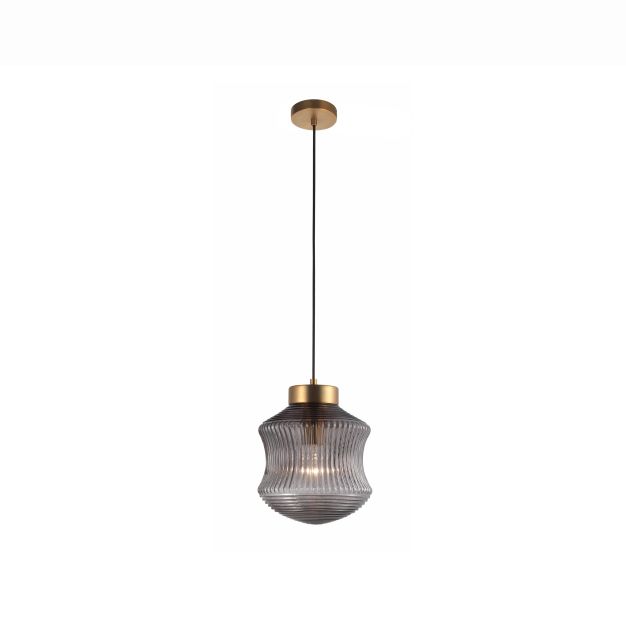 Nova Luce Zion - lampe suspendue - Ø 25 x 120 cm - gris et laiton