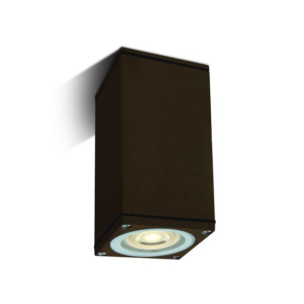 ONE Light GU10 Outdoor Cubes - spot en saillie - 6,3 x 6,3 x 13,5 cm - IP54 - brun rouille