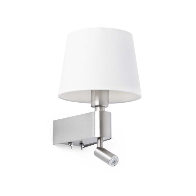 Faro Room - applique murale avec interrupteur - 20 x 22,5 x 29 cm - 3W LED incl. - blanc et nickel satiné