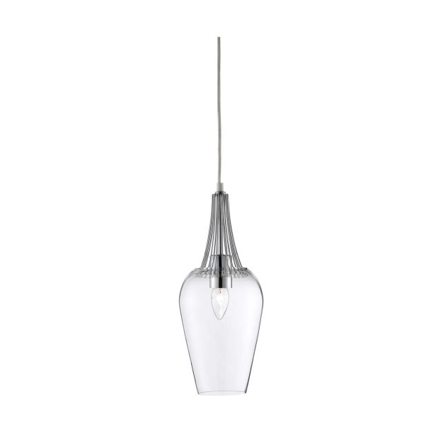 Searchlight Whisk - lampe suspendue - Ø 16 x 105 cm - chrome et transparent