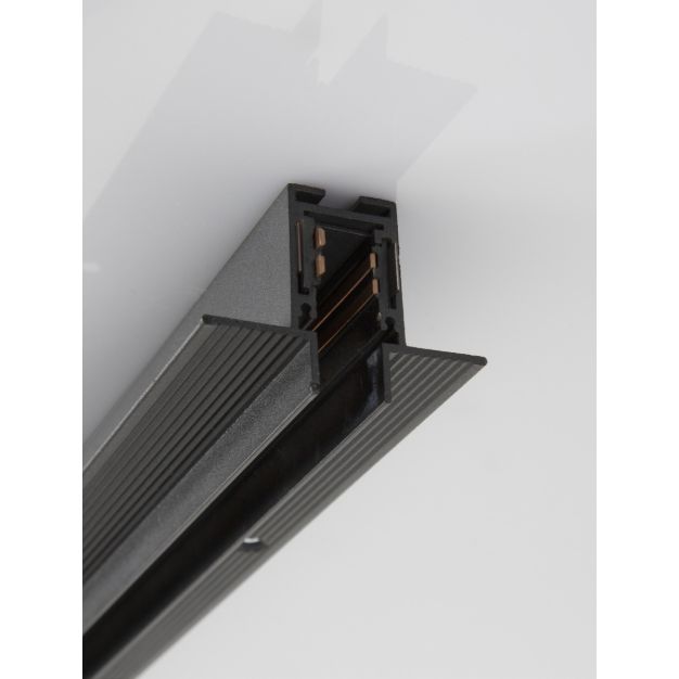 Nova Luce Ultra Slim - rail magnétique encastré sans raccord avec ailettes de 1 cm de profondeur - 200 cm - noir