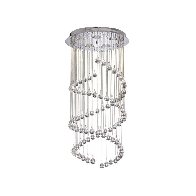 Searchlight Hallway - lampe suspendue - Ø 39 x 80 cm - chrome et transparent