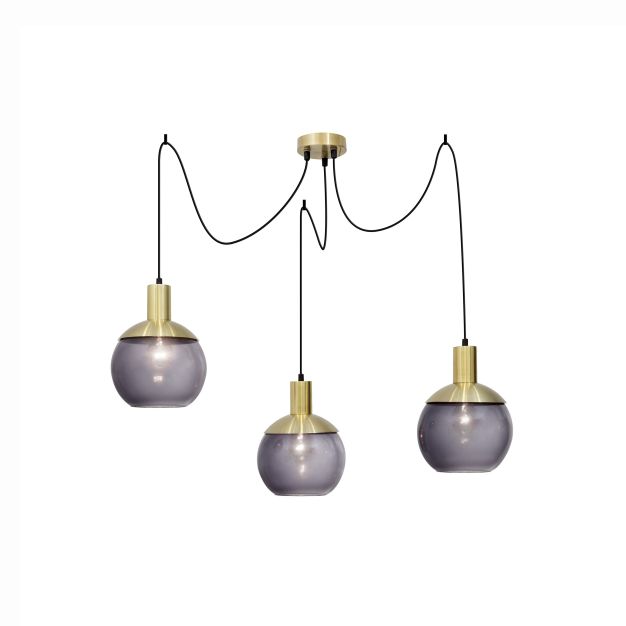 Nova Luce Aubrey - lampe suspendue - Ø 20 x 320 cm - gris et laiton